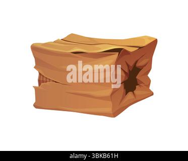 Cartoon damaged, torn and wet cardboard delivery boxes and piles ...