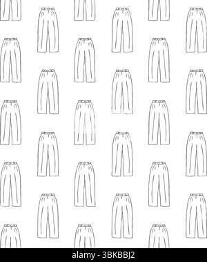 Vector seamless pattern of hand drawn sketch doodle outline trousers isolated on white background Stock Vector