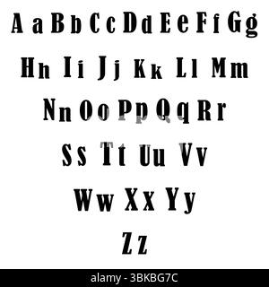 Vertical font display. Thick letter set. Heavy serif alphabet. Vector graphic layout. Stock Vector