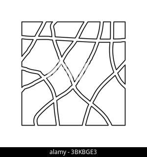 Abstract street map. Black white vector. Curved path pattern. Geometric layout shape. Stock Vector