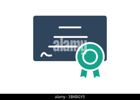Certificate icon. solid icon style. icon related to assessment. business elements vector illustration Stock Vector