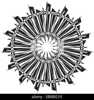 Arrow burst icon. Radial dynamic shape. Abstract attack figure. Vector symmetric form. Stock Vector
