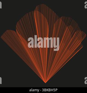 Abstract fan lines. Radial burst pattern. Orange light rays. Vector energy illustration. Stock Vector