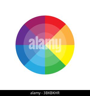 Rainbow color wheel. Spectrum circle diagram. Vibrant palette vector. Chromatic design element. Stock Vector