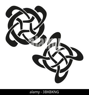 Celtic knot symbol. Intricate loop pattern. Vector tribal design. Black white contrast. Stock Vector