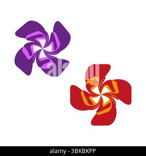 Swirling flower icon. Petal twist shape. Vibrant abstract figure. Vector colorful design. Stock Vector