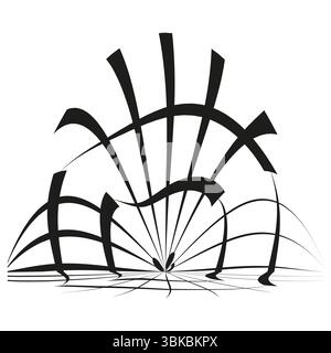 Abstract radial lines. Dynamic geometric pattern. Black white motion. Vector energetic design Stock Vector