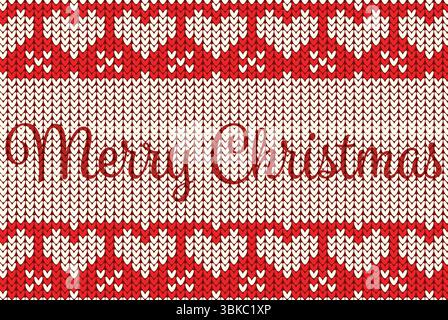 red knitting Christmas vector background snowflakes Stock Photo