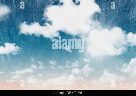 Textured design showing large white cloud formation floating over gradient sky, streak overlaying Stock Photo