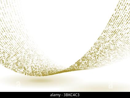 Golden minimal dotted waves abstract background. Geometric concept halftone vector design Stock Vector