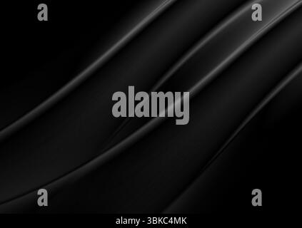 Abstract black smoke waves minimal background. Monochrome smooth vector design Stock Vector