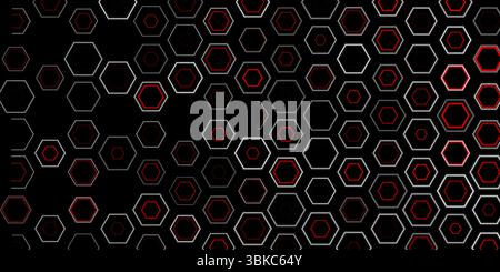 Red and white geometric linear hexagons abstract futuristic modern background. Vector technology design Stock Vector