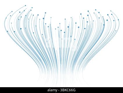 Blue minimal tech circuit lines abstract futuristic background. Vector digital art wavy design Stock Vector