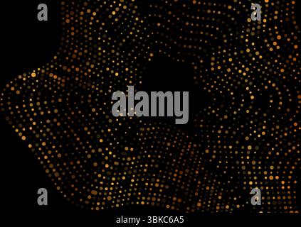 Golden minimal dotted wavy lines abstract background. Geometric waves concept vector design Stock Vector