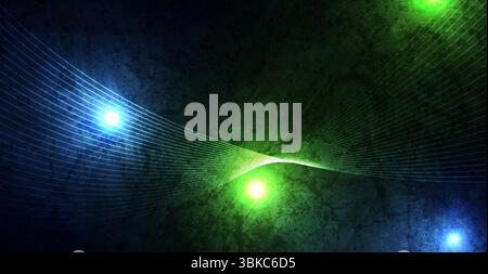 Shiny blue green glowing neon linear waves abstract modern background. Futuristic concept vector design Stock Vector