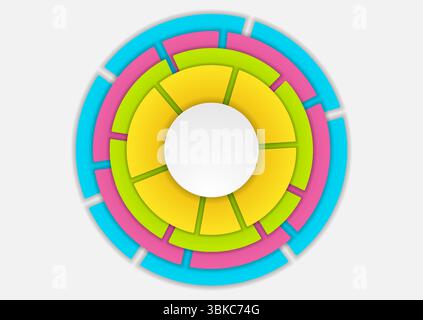 Colorful minimal geometric paper diagram circles abstract background. Vector design Stock Vector