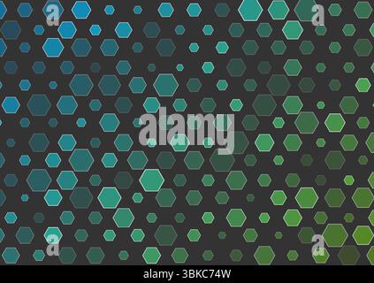Geometric blue green minimal background with hexagonal texture. Abstract tech vector design Stock Vector