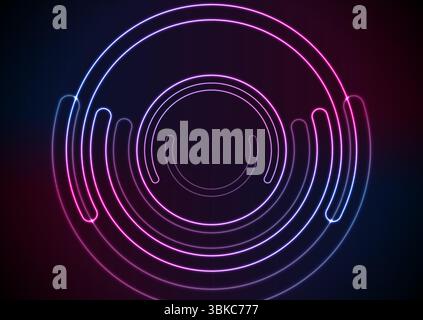 Blue purple glowing neon circles abstract hi-tech background. Futuristic concept vector design Stock Vector