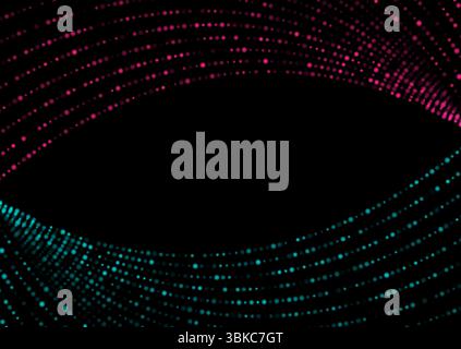 Bright blue and pink minimal dotted waves abstract background. Geometric concept halftone vector design Stock Vector