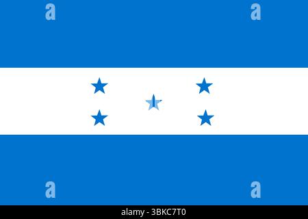 Honduras flag is featuring three stripes with five blue stars, flat design, transparent background Stock Photo