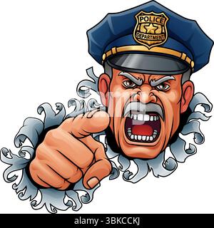 Policeman Angry Police Man Cartoon Character Cop Stock Vector