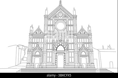 A simple line drawing of the iconic Santa Maria delle Grazie church and ...