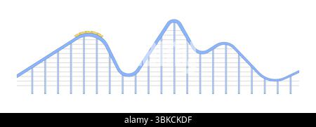 Thrilling roller coaster ride 2D cartoon object Stock Vector