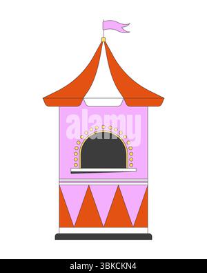 Carnival ticket booth 2D cartoon object Stock Vector