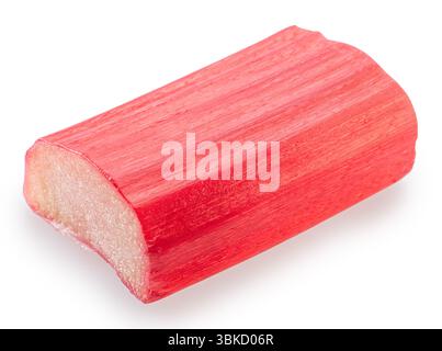 One cut of red rhubarb stem on white background. File contains clipping path. Stock Photo