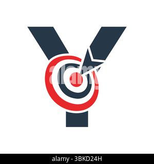 Initial Target Logo On Letter Y Concept For Success Symbol. Business Goal Logo Design Stock Vector