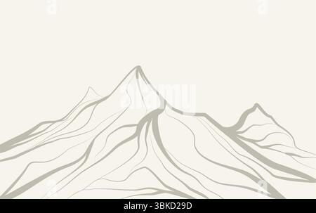 Mountain Simple Hand drawn background vector. Minimal landscape art with line art vector Stock Vector