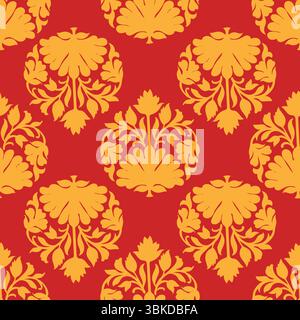 Golden Heritage Bloom, Seamless Pattern Stock Vector