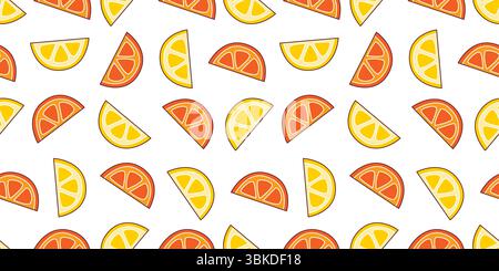 Lemon and orange marmalade slices seamless pattern. White background with colorful sweets. Sugar treat print, vector graphic Stock Vector
