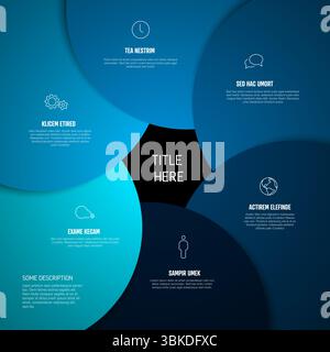 Modern infographic template design with a circular diagram structure. This business template is perfect for presenting a process or key concepts in a Stock Vector