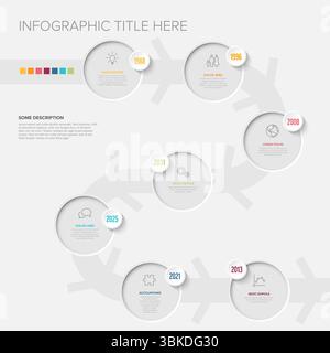Use this modern timeline template for business process visualization needs. This professional workflow timeline template helps present essential data Stock Vector