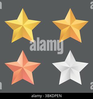 Collection of 3d star vector illustration Stock Vector