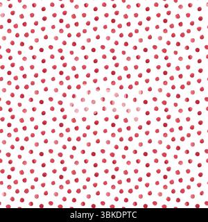 Abstract watercolor polka dots confetti background. Hand drawn irregular pink red color circles seamless pattern. Watercolour colorful texture. Print Stock Photo