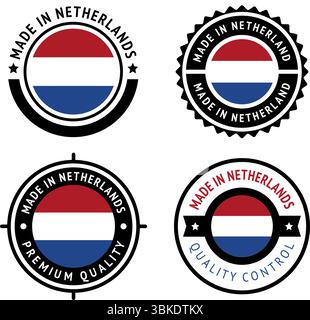 National flag of the Netherland, set flat icons Stock Vector
