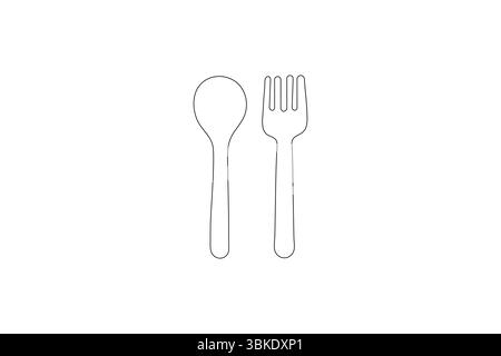 Fork knife and spoon art in one continuous line vector icon Stock Vector