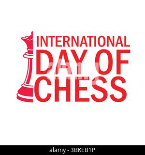 International Day of Chess with Red King Piece Theme Stock Vector