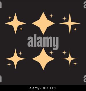 Vector Sparkling Yellow Stars Set Stock Vector