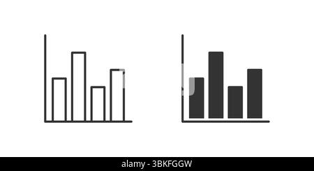 Bar Chart Icon Set. A black icon of a bar chart, representing data visualization. Stock Vector
