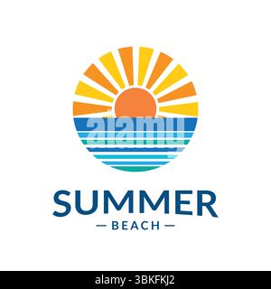 A vibrant sunset over the ocean evokes summer beach vibes Stock Vector