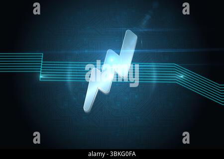 Flash of lightning on futuristic background Stock Photo