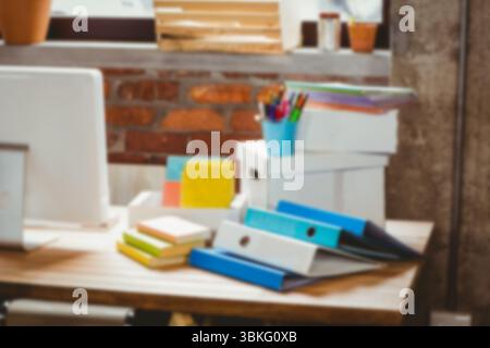 Office supplies and computer monitor Stock Photo