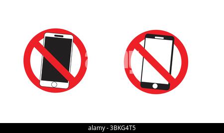 No Smartphone and Cell Phone Allowed Sign - Vector Illustration of Prohibition Symbol for Mobile Phones isolated on white background Stock Vector