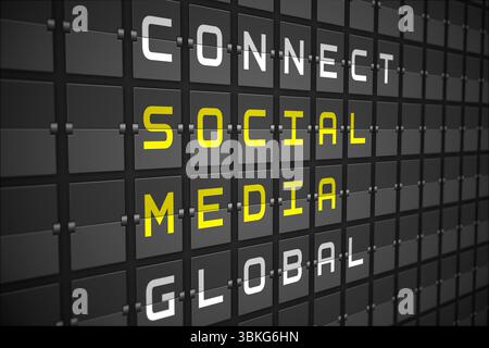 Social media buzzwords on black mechanical board Stock Photo