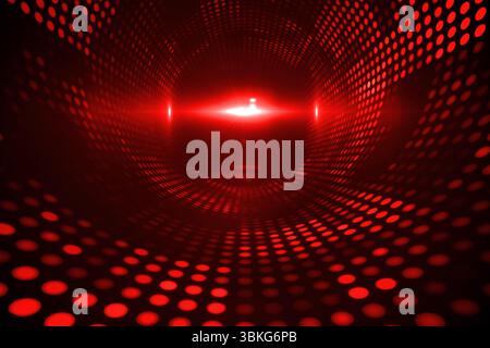 Shiny red dots on black background Stock Photo