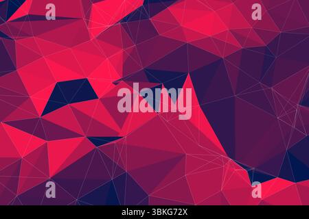 Abstract low-poly geometric pattern is forming mosaic of red pink purple polygons in flat design Stock Photo
