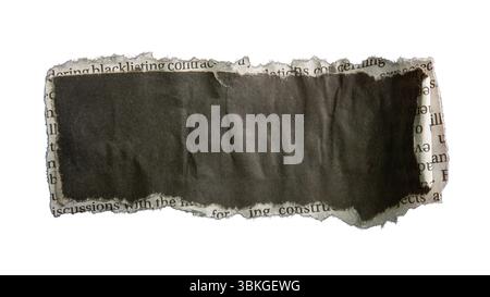 Black rectangular word bubble background created from newspaper on white background with clipping path Stock Photo